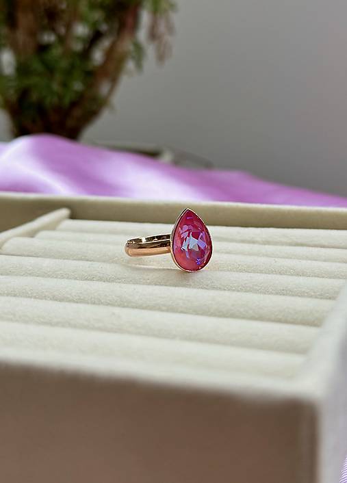 Prsteň Swarovski Element - ružová