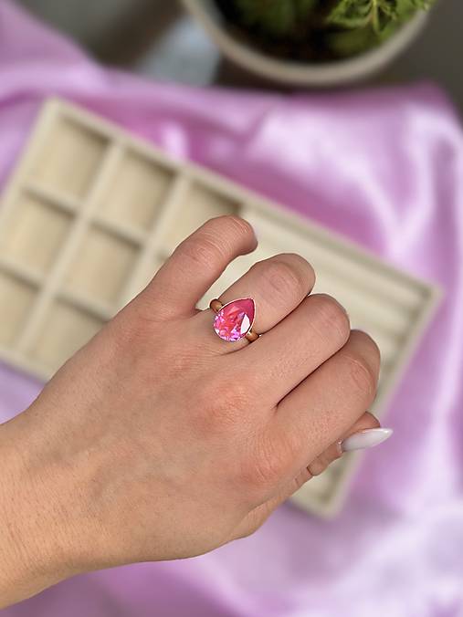 Prsteň Swarovski Element - ružová
