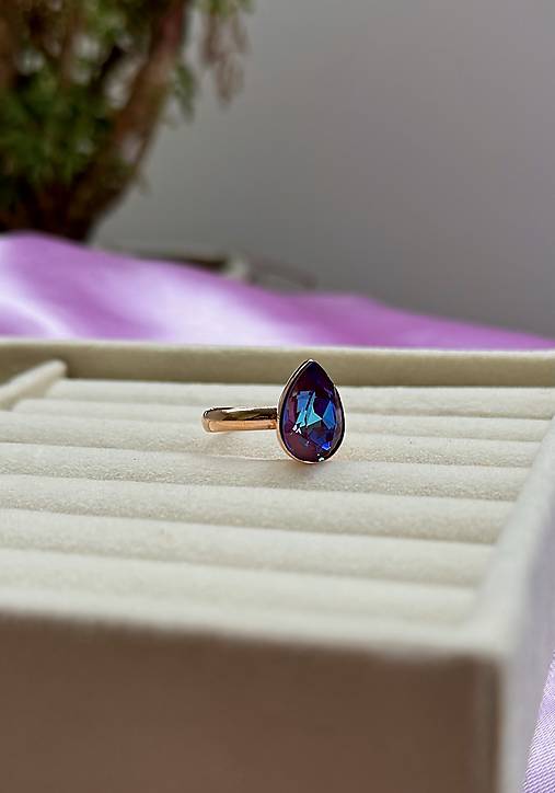 Prsteň Swarovski Element - fialová