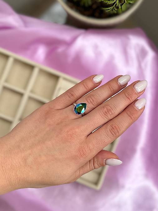 Prsteň Swarovski Element - multicolor (svetlá)