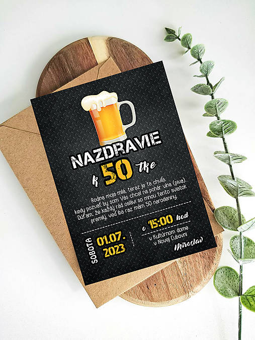 Pozvánka na narodeniny pre chlapa, narodeninová pozvánka na oslavu 50tky pivo