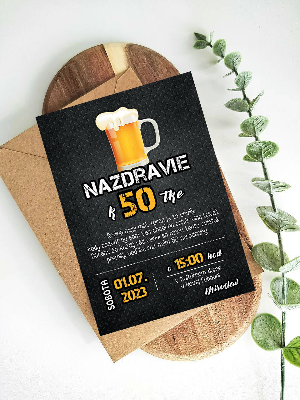 Pozvánka na narodeniny pre chlapa, narodeninová pozvánka na oslavu 50tky pivo