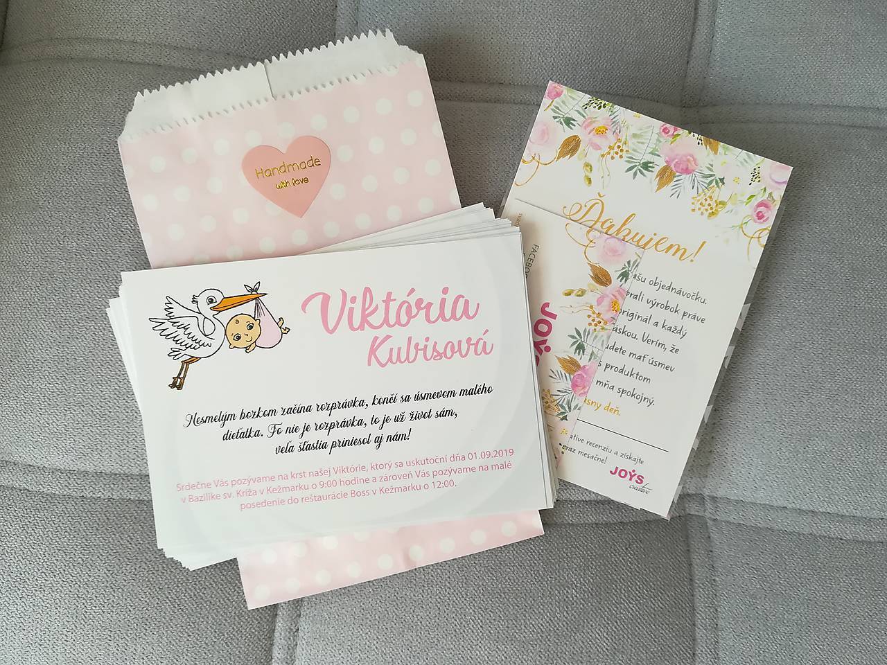 Pozvánka na krstiny (pozvánka s bocianom)