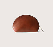 Taštičky - Kozmetická taštička dámska kožená v rôznych farbách (Koňaková) - 16907867_