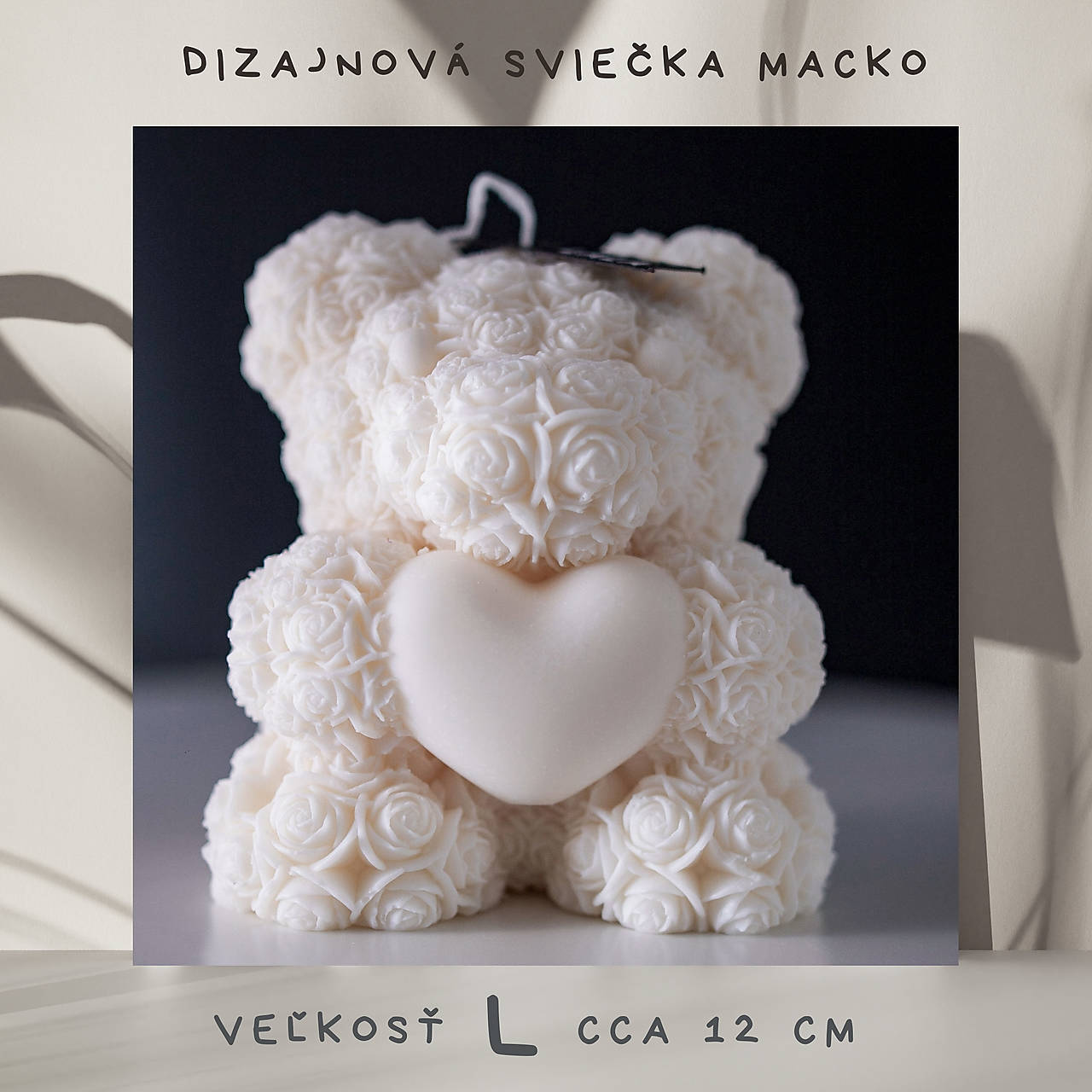 Vianočný darček - Sviečka sójová Macko L -veľká  dizajnová sviečka