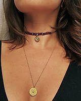 Náhrdelníky - PLUM PURPLE SQUARE micro macramé choker - 16910815_