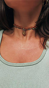 Náhrdelníky - TERRACOTTA GREEN BEADS micro macramé choker - 16910826_