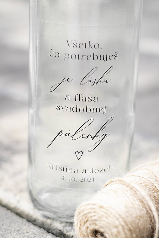 Úložné priestory & Organizácia - Transparentná etiketa "Svadobná pálenka" - 16915274_