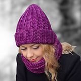  - GRANDE merino set (fialovoružový) - 16914388_