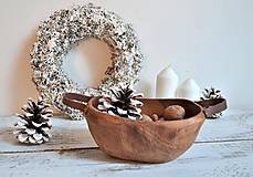 Nádoby - Drevená miska s koženými uškami - 16913684_