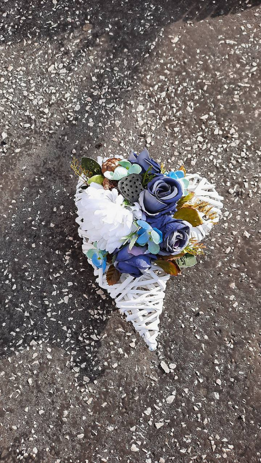 Dekorácie - Ikebana srdce (Modrá) - 16917490_