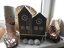 Dekorácie - Domček rustikál - sada 2ks zelená - 16918077_