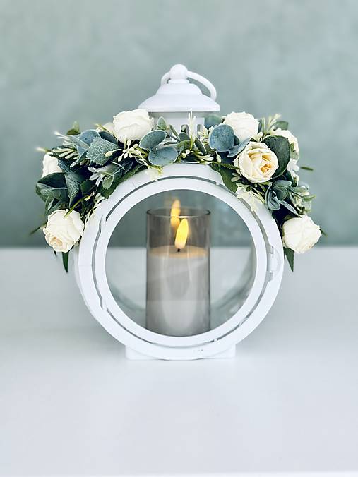 Dekorácie - Lampáš dekoračný s led sviečkou - 16919507_