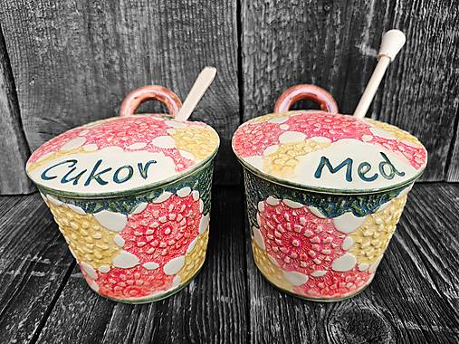 Nádoby - Dózy Cukor a Med Kvety zelená 300ml - 16924434_