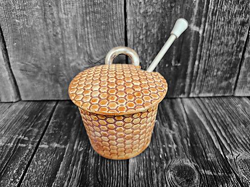 Nádoby - Dóza na med Včelí plást 300ml - 16924443_