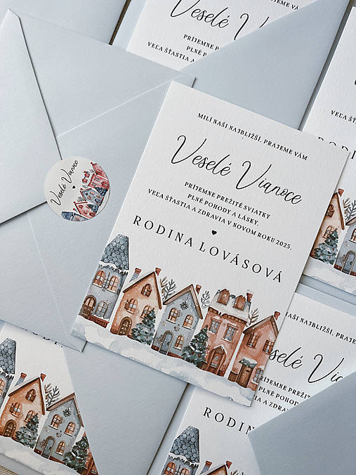 Papiernictvo - Vianočný personalizovaný pozdrav Vianočná dedinka - 16922562_