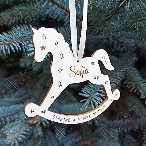 Dekorácie - Vianočná ozdoba KONÍK s menom (Počet: nad 20 ks) - 16923472_