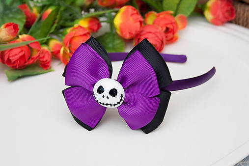 Detské doplnky - Čelenka do vlasov Halloween čierna/fialová - 16924408_