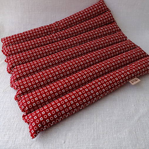 Úžitkový textil - Funkčný FILKI sedák plnený šupkami (červený folk) - 16922543_