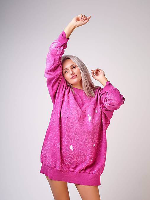 Mikiny - Dámska oversize mikina, mikinové šaty, swarovski - 16927582_