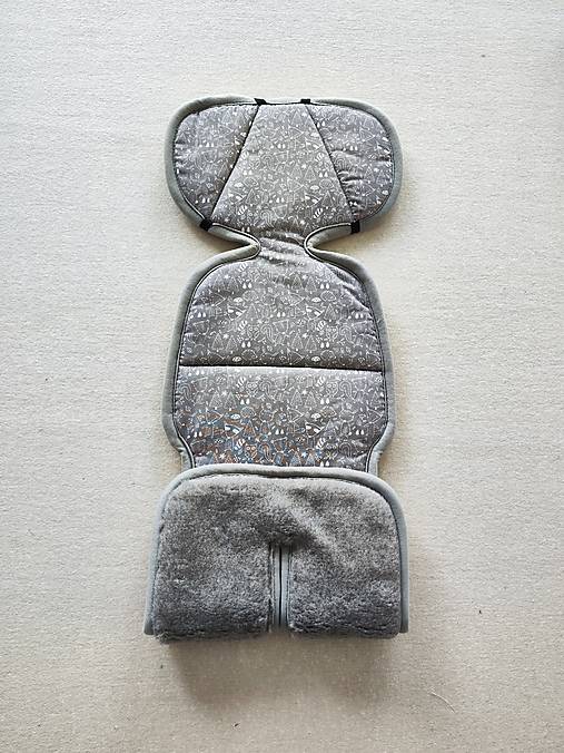 Detský textil - VLNIENKA Vložka proti poteniu do autosedačky 9/18/25 kg 100% Ovčie runo Grey proti poteniu, prehriatiu Zvieratká šedéa - 16925879_