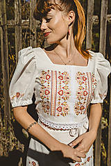 Topy, tričká, tielka - Ľanový vyšívaný crop top Vajnory - 16928802_