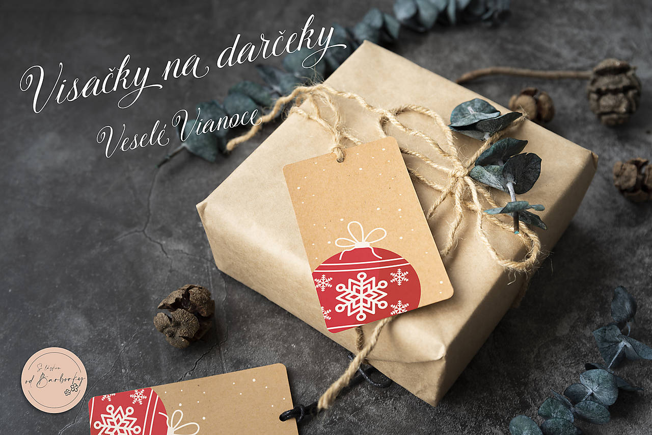 Visačky na darčeky "Vianočná guľa" set 9ks