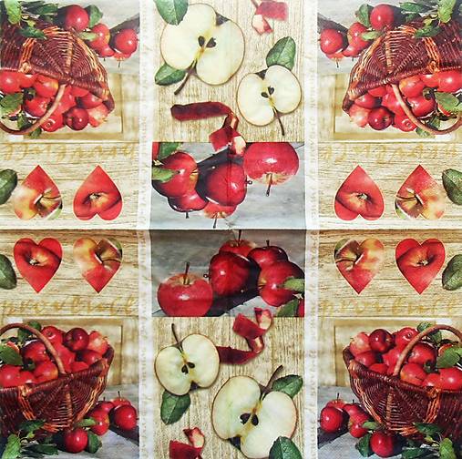S1191 - Servítky - jablko, jabĺčko, apple, košík, srdce, srdiečko
