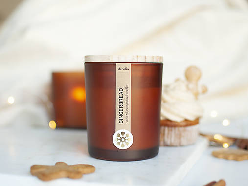 Sviečky - Sójová sviečka Gingerbread s dreveným knôtom - 16934337_