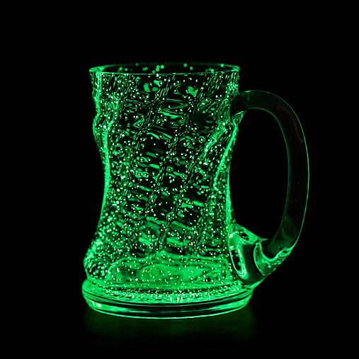 Nádoby - Fluorescenčný svietiaci sklenený polliter KRÝGL ZELENÝ - 16935951_