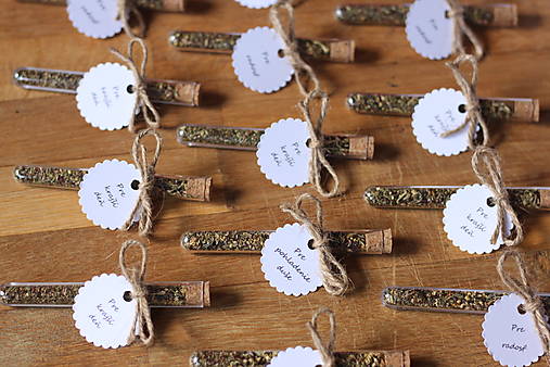 Darčeky pre svadobčanov - Sypaný bylinkový čaj v skúmavkách - 16938574_