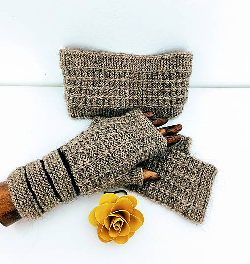 Čiapky, čelenky, klobúky - Ručne pletený set - 16937768_