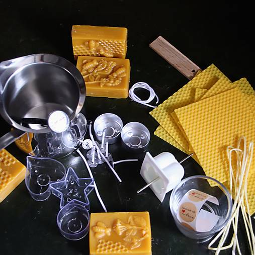 Nástroje - Vyrobte si sviečky - veľká kreatívna súprava na výrobu sviečok z včelieho vosku (nerezová nádoba na vosk) - 16938134_