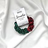 - Saténová scrunchie | vianočná limitovaná edícia (MINI) - 16937800_