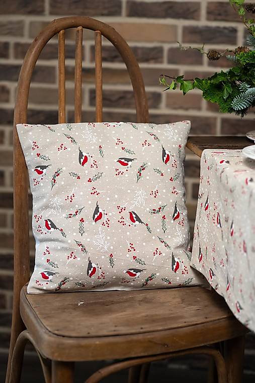 Úžitkový textil - Ľanová obliečka na vankúš Little Birds  (40x40 cm) - 16938946_