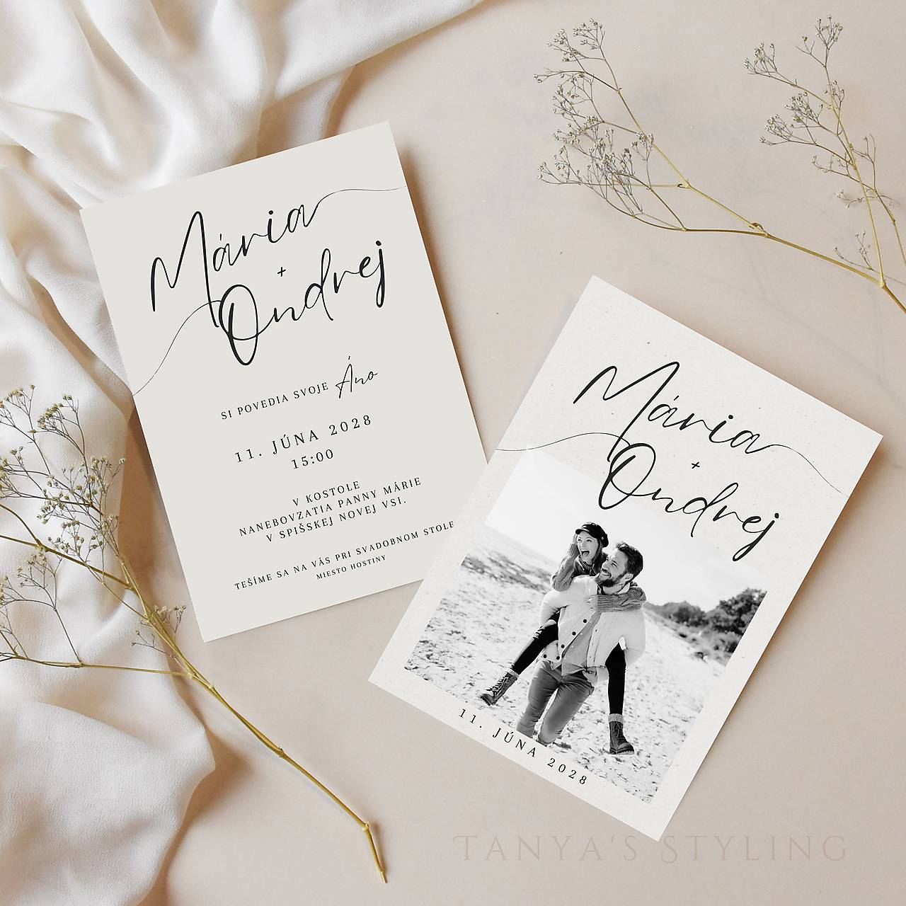 Minimalistické oznámenie s fotkou