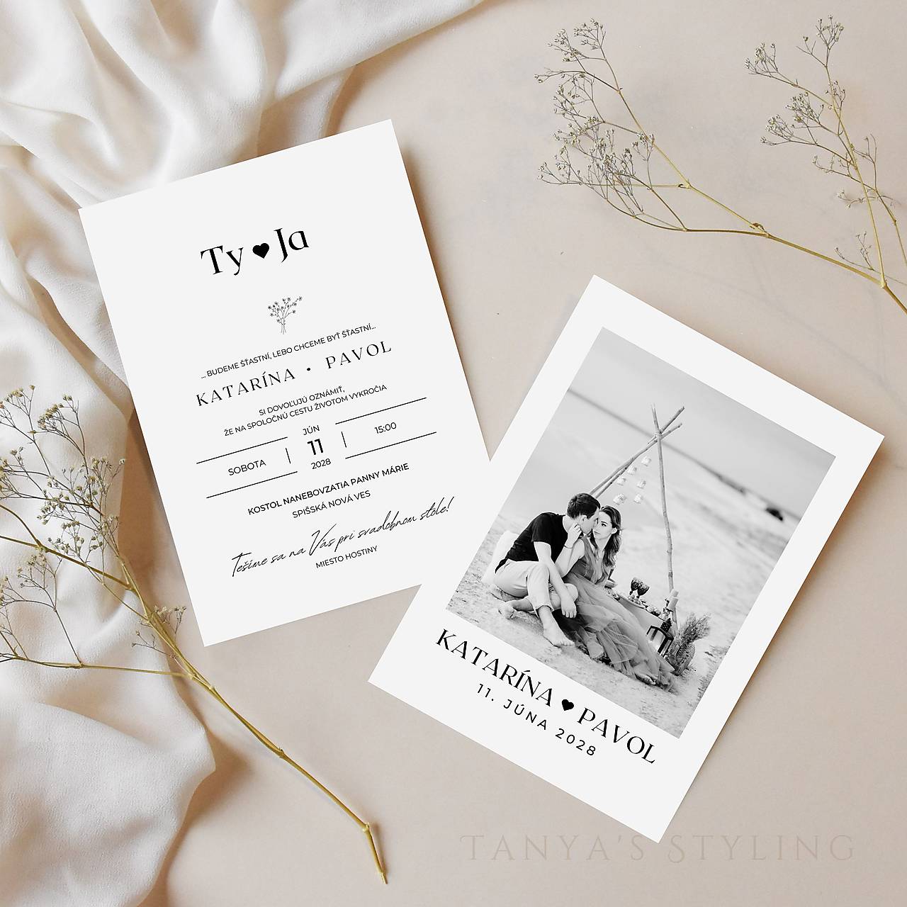 Minimalistické oznámenie s fotkou