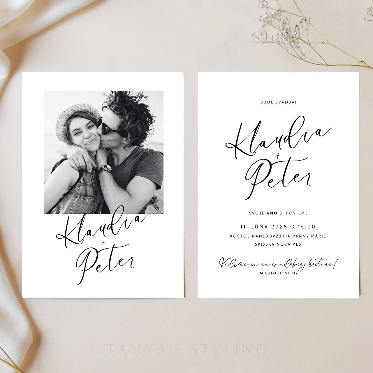 Minimalistické oznámenie s fotkou