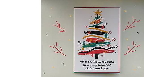 Papiernictvo - Moderná vianočná pohľadnica - vianočný stromček - 16943918_