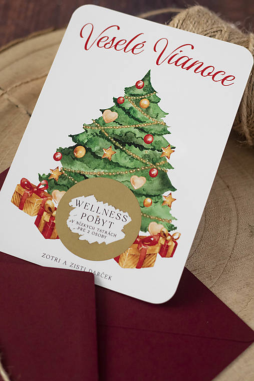 Papiernictvo - Vianočný žreb - Veselé Vianoce III. (Žreb 1Ks + obálka bordová) - 16945646_