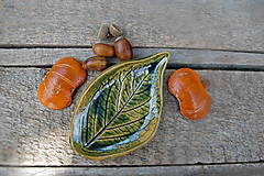 Príbory, varešky, pomôcky - Keramická listo-miska JESEŇ (8cm x 13cm) - 16945728_
