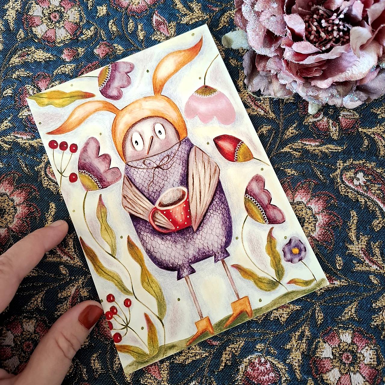 Vtáčatko so šálkou/print