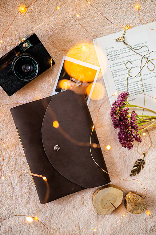 Papiernictvo - Kožený zápisník čokoládová hnedá nubuk - 16947699_