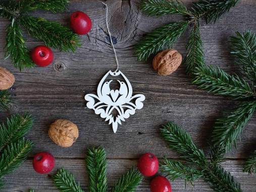 Dekorácie - Folk ozdôbka - Dva vtáčiky - 16949406_