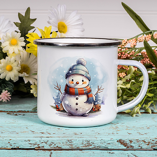 Nádoby - SNEHULIAK smaltovaný hrnček - 16949689_