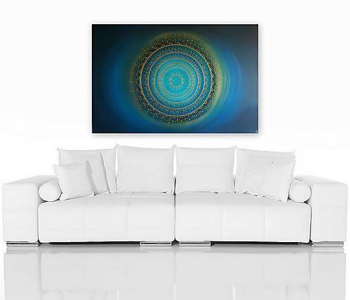 Obrazy - Mandala NEKONEČNÁ LÁSKA A ŠŤASTIE ❤️ (blue-smaragd-gold) - 16954770_
