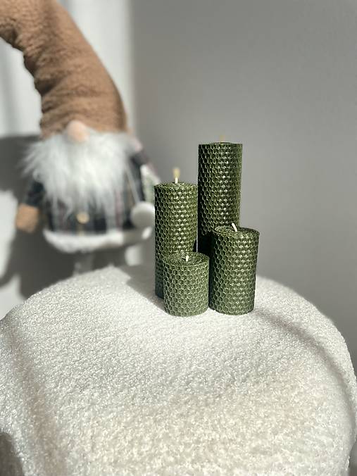 Sviečky - Adventné sviečky zelené 160,120,80,50x45mm - 16956167_