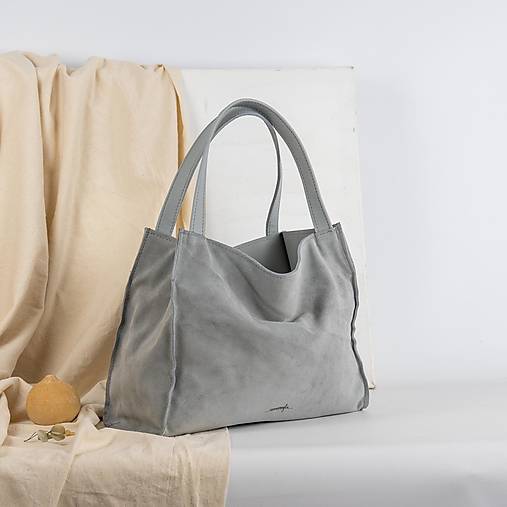 Kabelky - Kožená shopper kabelka Valerie (gray) - 16955405_