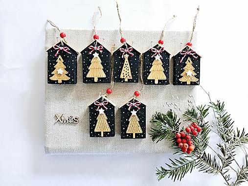 Dekorácie - Vianočné ozdoby ,,Stromčekovo-Domčekovo,, - 16960806_