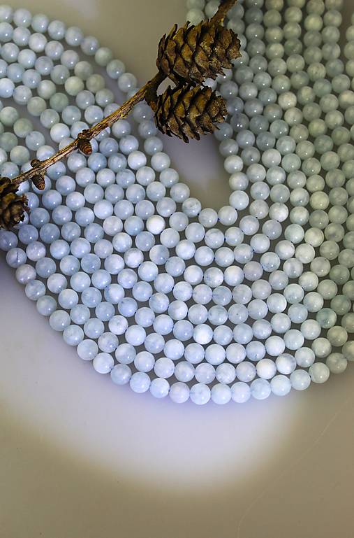 Minerály - akvamarín korálky 6mm - polšnúra - 16961222_